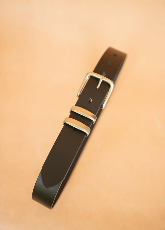 The Real McCaul Leathergoods Belts Plain 38mm Belt - Double Keeper - Black Australian Made Australian Owned Genuine Solid Cowhide Leather Belt - Handmade in Australia