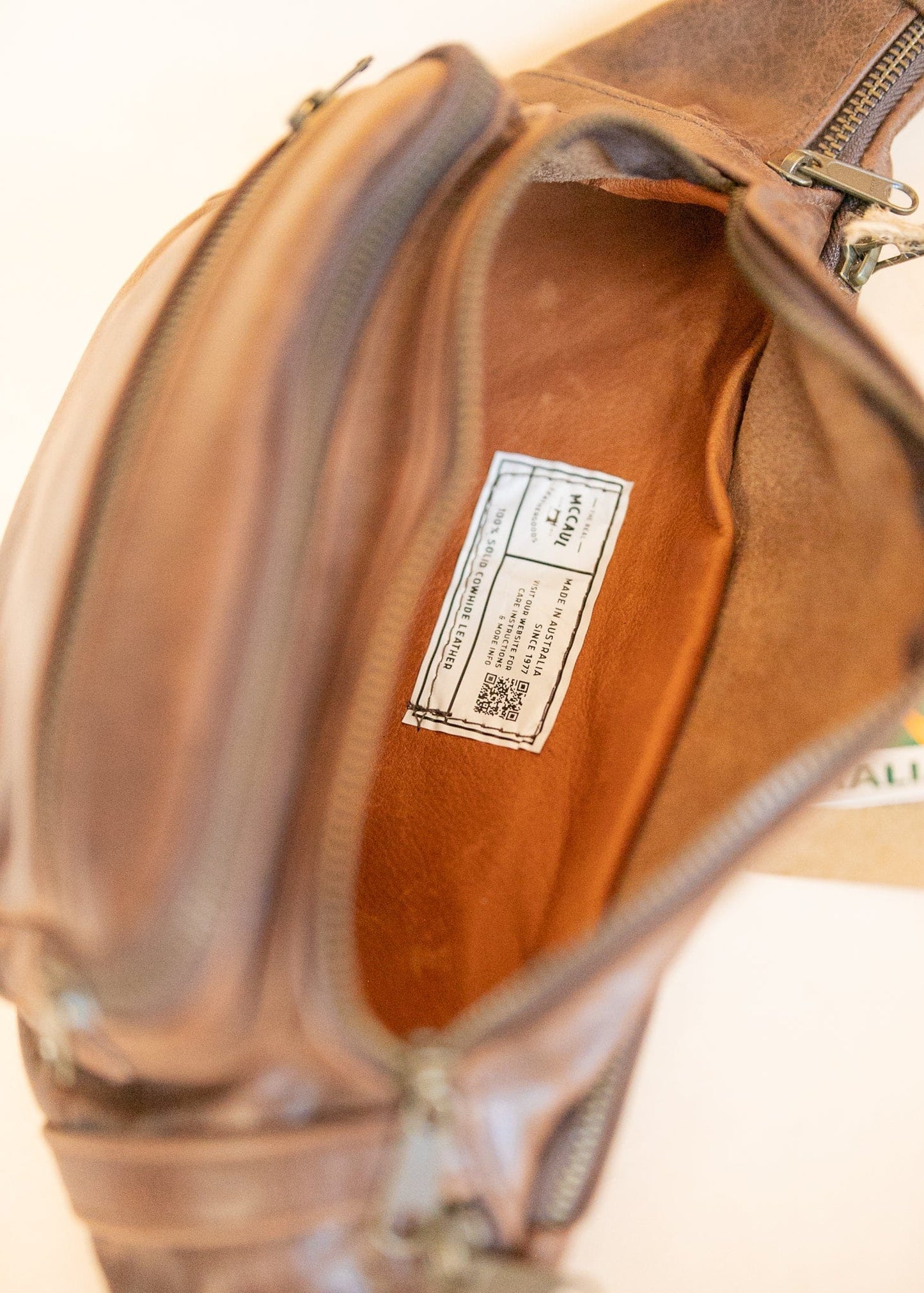 The Real McCaul Leathergoods Bum Bag Multi-Pocket Belt Bum Bag - Cowhide Australian Made Australian Owned Deluxe Leather Bum Bag Handmade in Australia YKK Zips