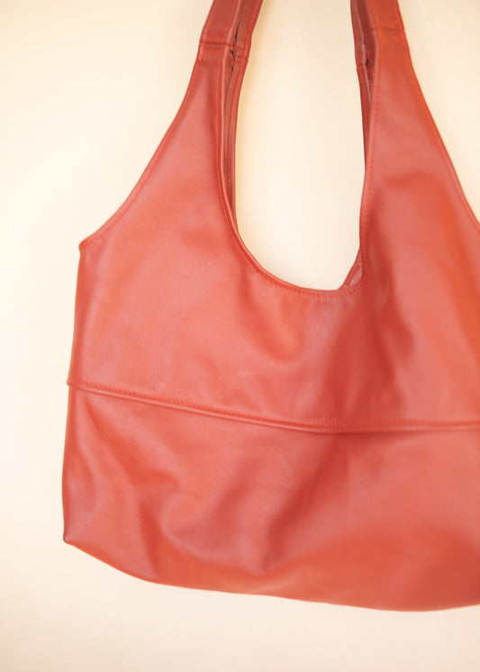 The Real McCaul Leathergoods Handbags Noosa Tote Sling Bag - Red - Cowhide Australian Made Australian Owned Slouch Tote Bag Leather Made In Australia