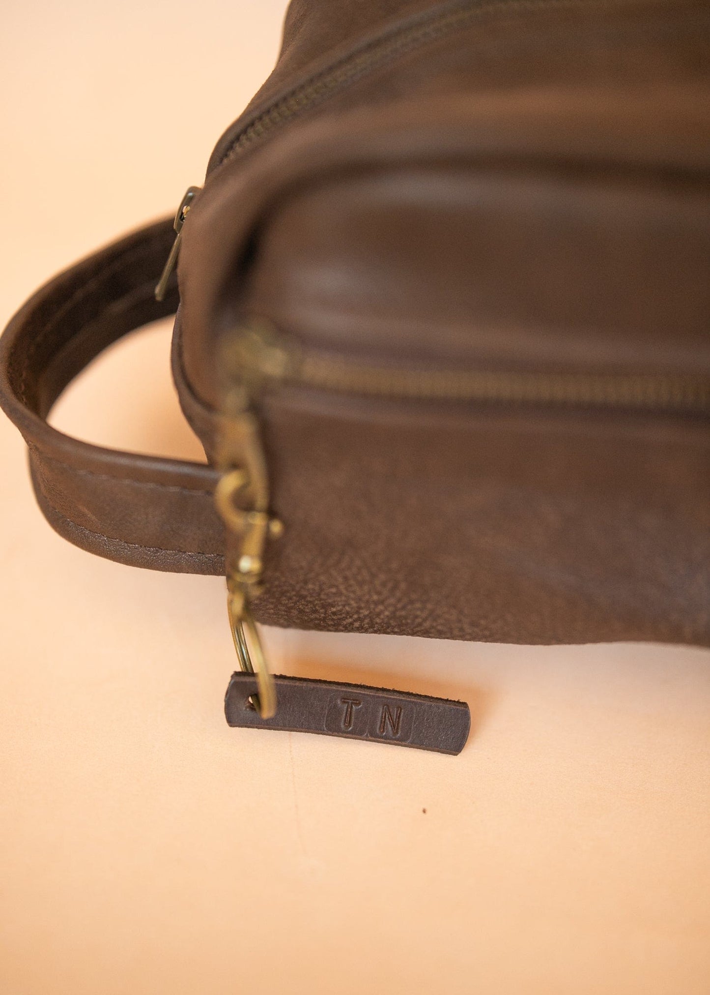The Real McCaul Leathergoods Keyring Personalised Initials Keyring Bag Charm - Small Australian Made Australian Owned Personalised Leather Keyring Key Chain Bag Accessory Bag Charm Leather Made in Australia