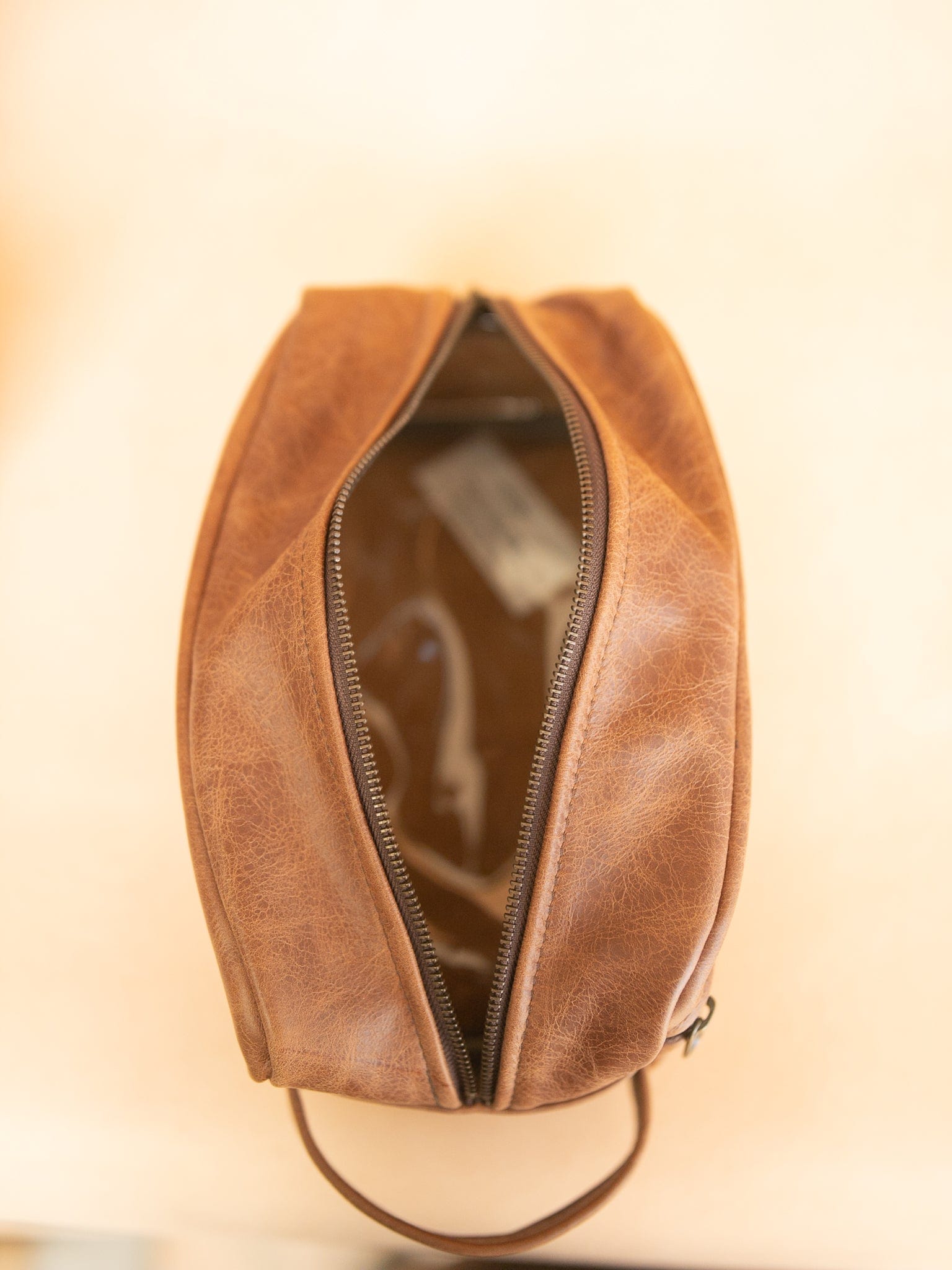 The Real McCaul Apparel & Accessories Toiletry Bathroom Washbag - Cowhide - Marble Tan Australian Made Australian Owned Leather Australian Made Toiletry Dopp Kit Shaving Bathroom Bag - Cowhide - Men's Gifts