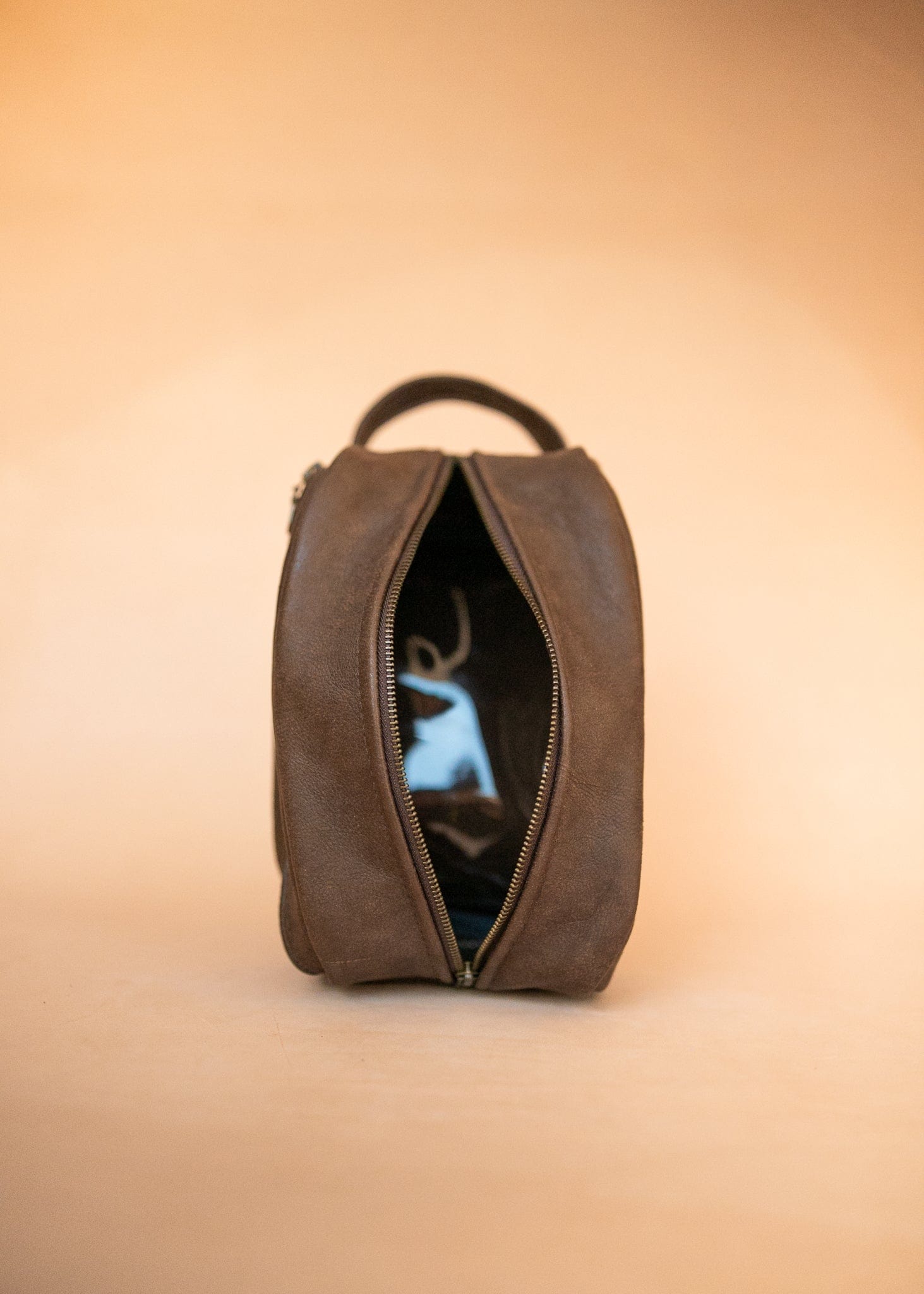 The Real McCaul Apparel & Accessories Toiletry Bathroom Washbag - Cowhide - Mottle Brown Australian Made Australian Owned Leather Australian Made Toiletry Dopp Kit Shaving Bathroom Bag - Cowhide - Men's Gifts