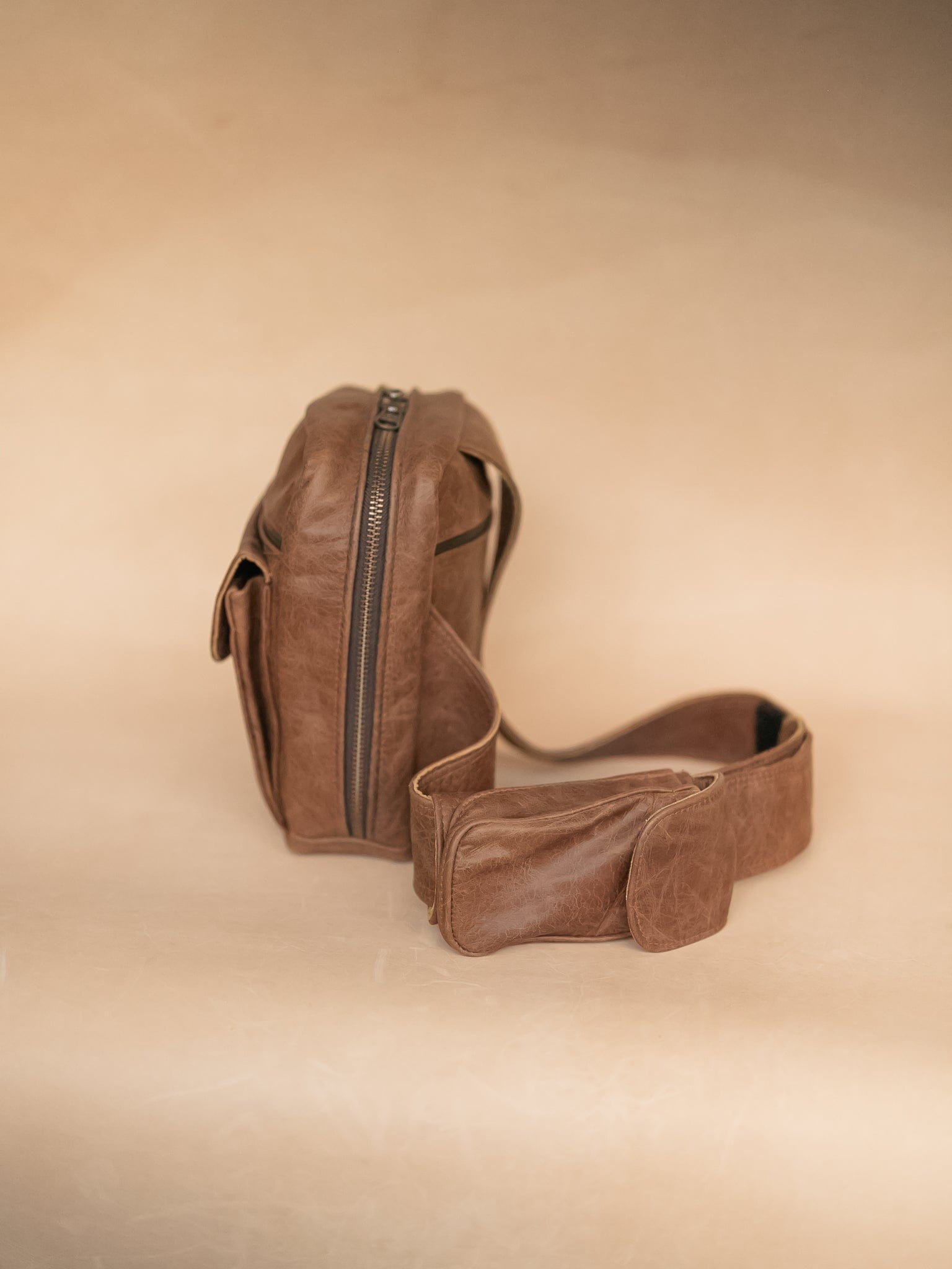 The Real McCaul Back Packs Crossover Backpack Sling Bag - Cowhide - Marble Brown Australian Made Australian Owned Leather ManBag Crossover Backpack Australian Made