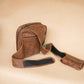 The Real McCaul Back Packs Crossover Backpack Sling Bag - Cowhide - Marble Brown Australian Made Australian Owned Leather ManBag Crossover Backpack Australian Made