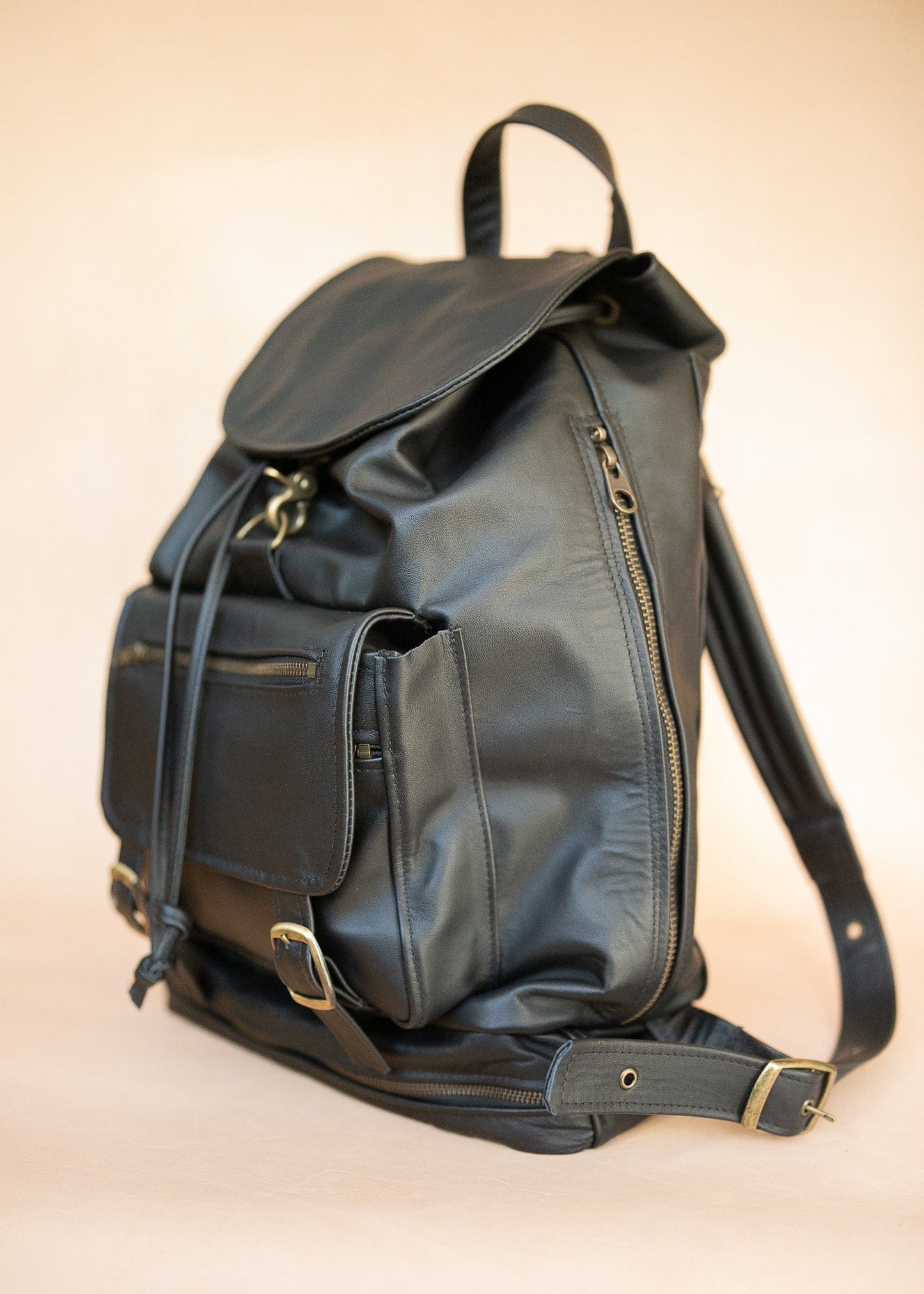 The Real McCaul Back Packs Large Deluxe Travel Laptop Backpack - Cowhide - Black Australian Made Australian Owned Leather Laptop/Travel Backpack Handmade in Australia- Kangaroo & Cowhide Leather