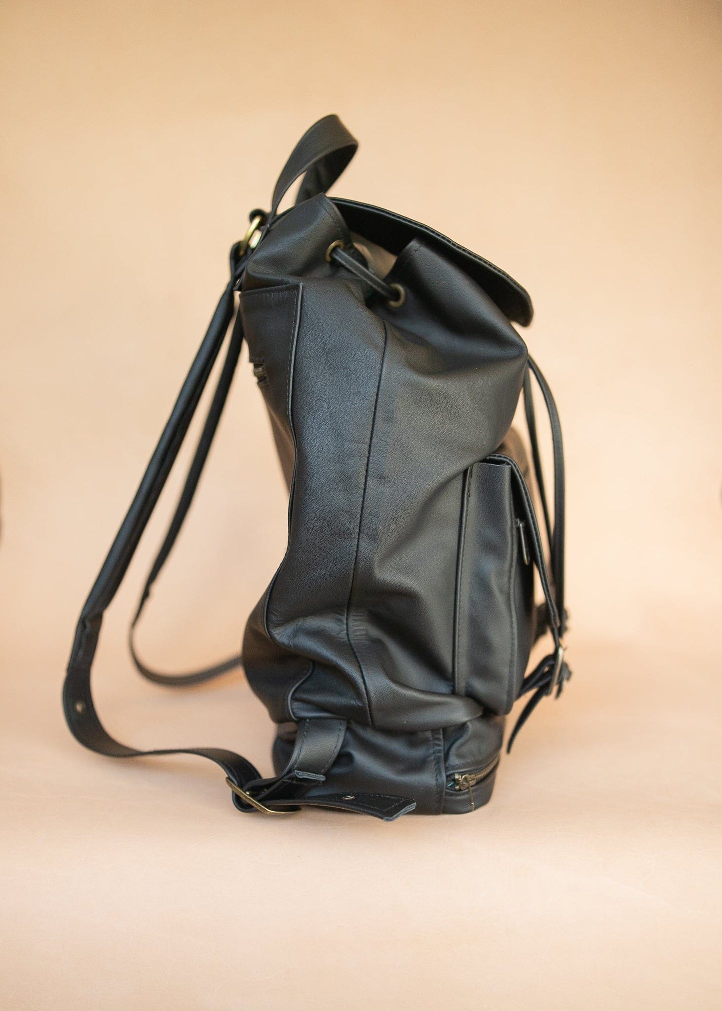 The Real McCaul Back Packs Large Deluxe Travel Laptop Backpack - Cowhide - Black Australian Made Australian Owned Leather Laptop/Travel Backpack Handmade in Australia- Kangaroo & Cowhide Leather