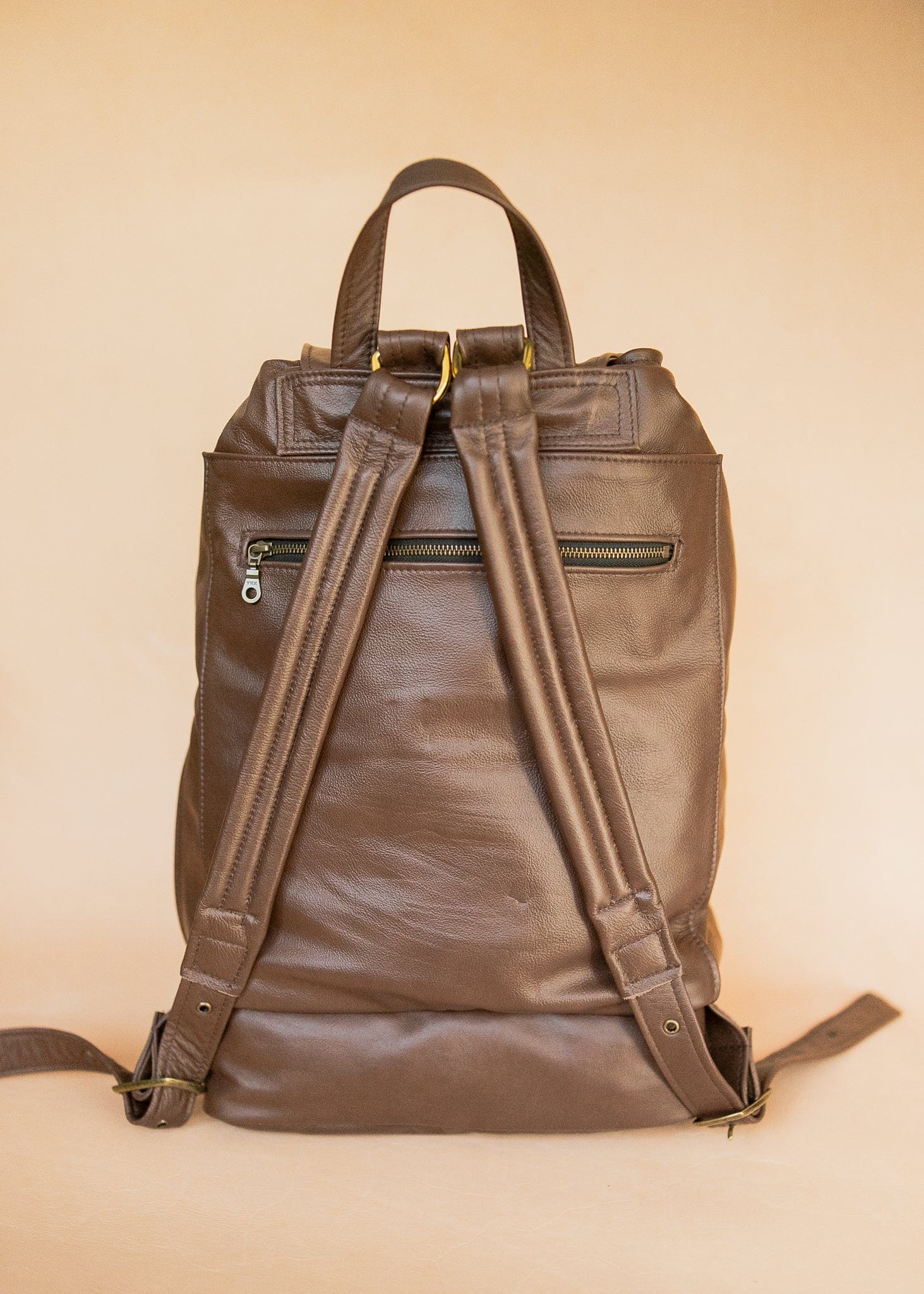 The Real McCaul Back Packs Large Deluxe Travel Laptop Backpack - Cowhide - Chestnut Australian Made Australian Owned Leather Laptop/Travel Backpack Handmade in Australia- Kangaroo & Cowhide Leather
