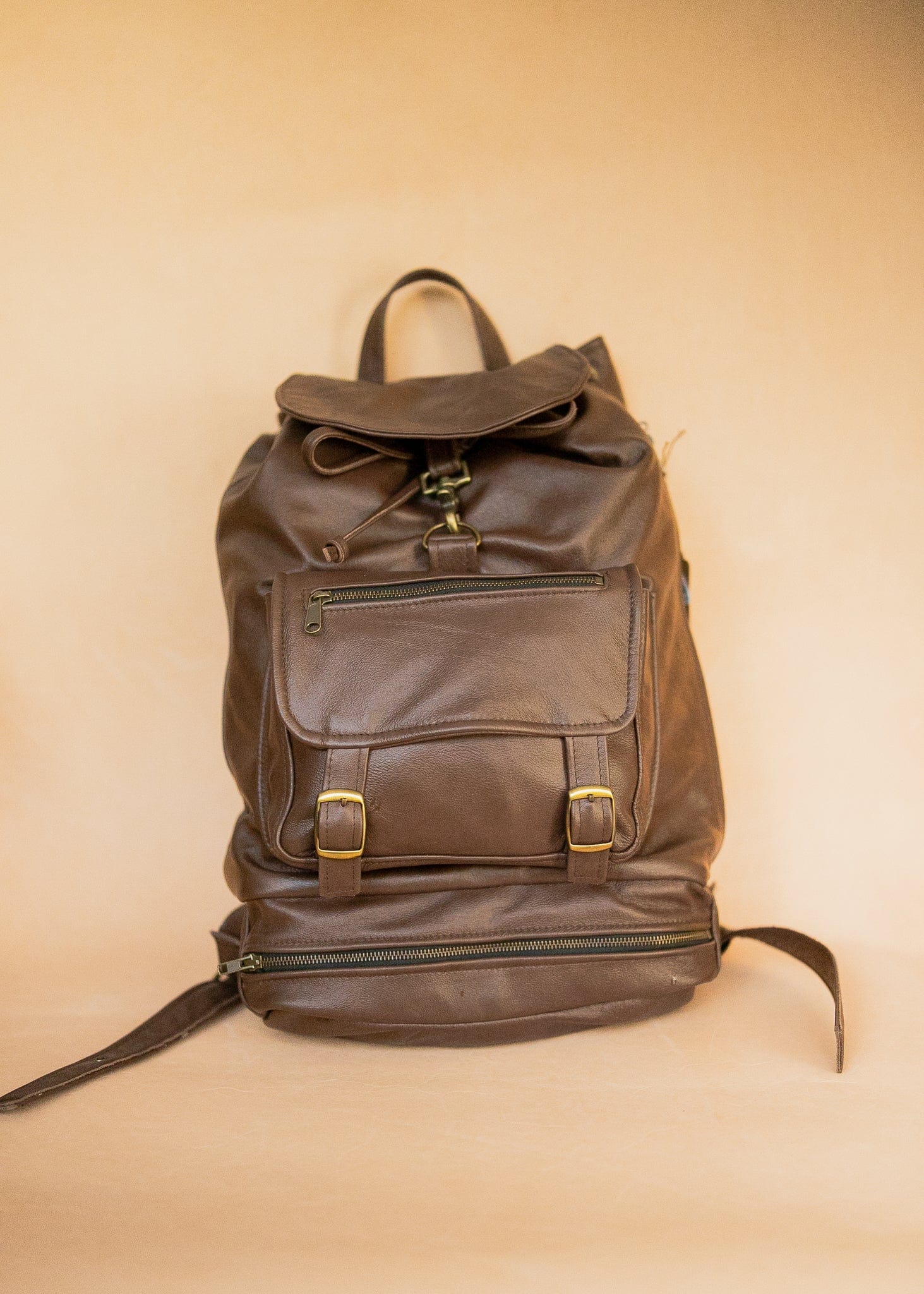 The Real McCaul Back Packs Large Deluxe Travel Laptop Backpack - Cowhide - Chestnut Australian Made Australian Owned Leather Laptop/Travel Backpack Handmade in Australia- Kangaroo & Cowhide Leather