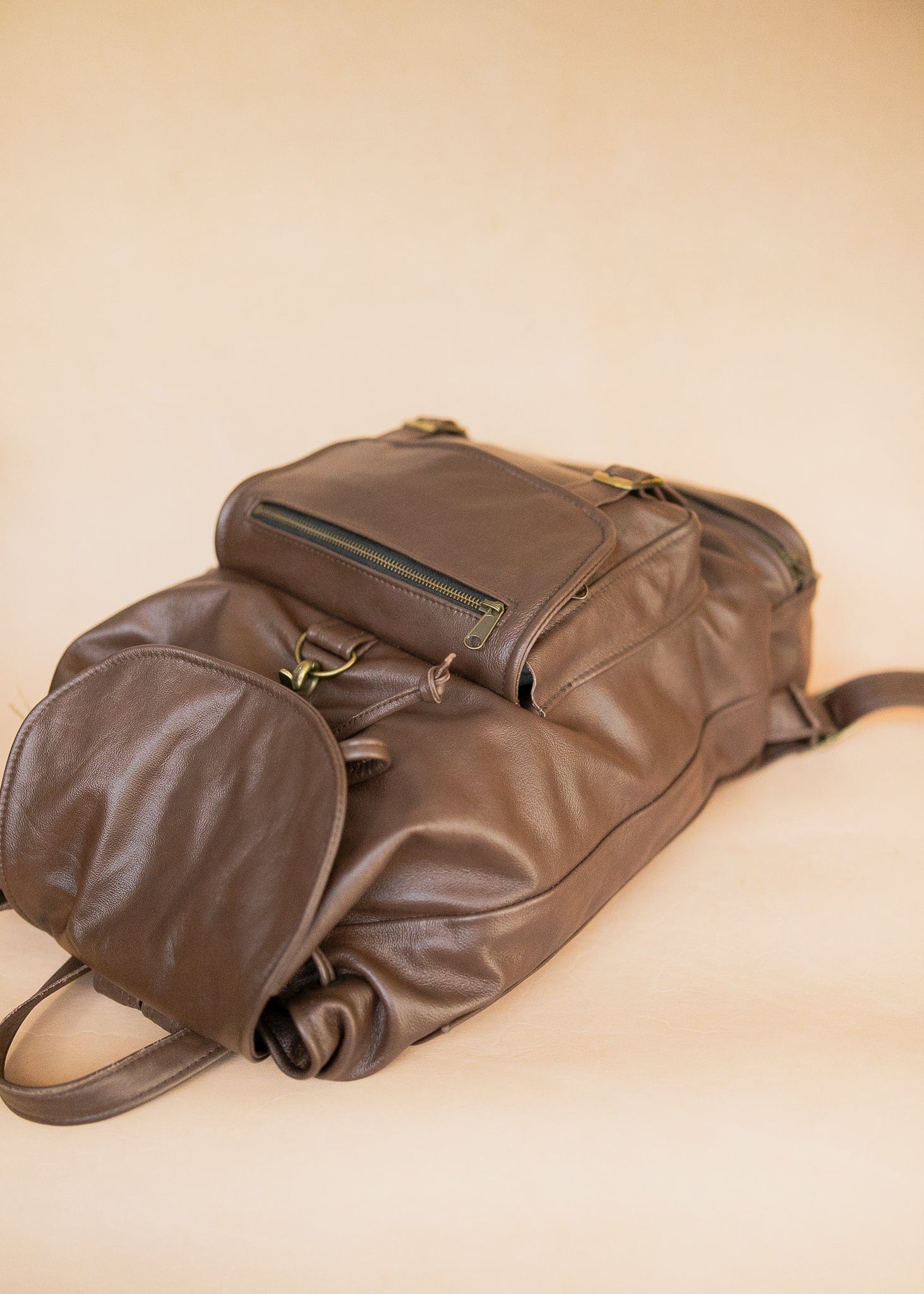 The Real McCaul Back Packs Large Deluxe Travel Laptop Backpack - Cowhide - Chestnut Australian Made Australian Owned Leather Laptop/Travel Backpack Handmade in Australia- Kangaroo & Cowhide Leather