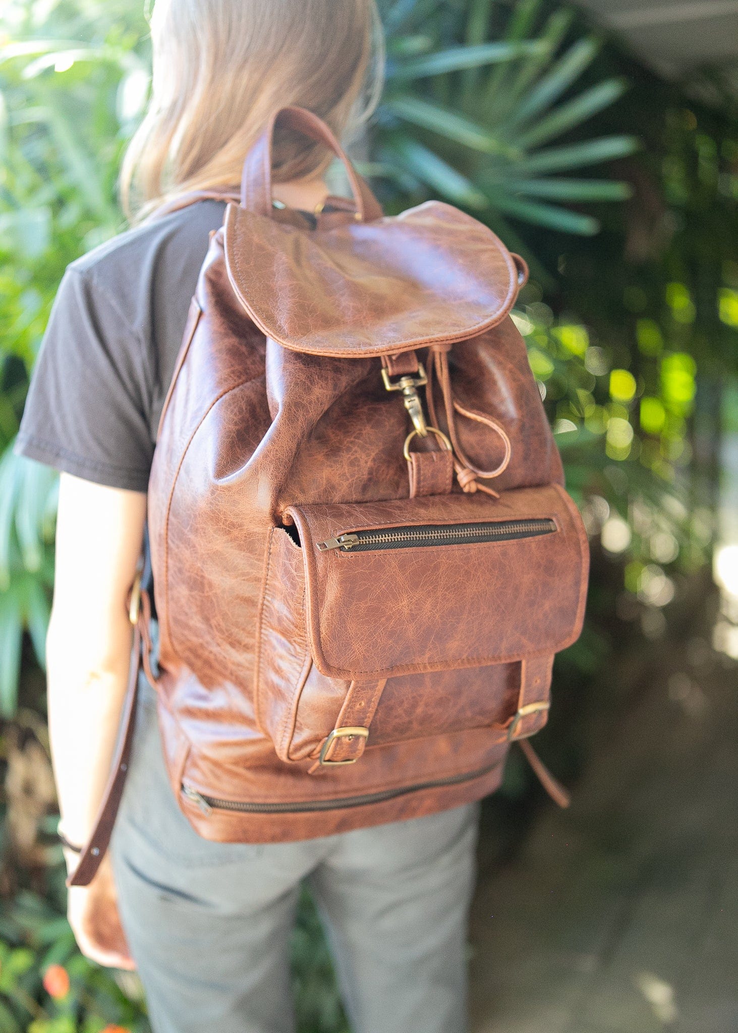 The Real McCaul Back Packs Large Deluxe Travel Laptop Backpack - Cowhide - Marble Brown Australian Made Australian Owned Leather Laptop/Travel Backpack Handmade in Australia- Kangaroo & Cowhide Leather