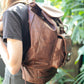 The Real McCaul Back Packs Large Deluxe Travel Laptop Backpack - Cowhide - Marble Brown Australian Made Australian Owned Leather Laptop/Travel Backpack Handmade in Australia- Kangaroo & Cowhide Leather