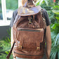 The Real McCaul Back Packs Large Deluxe Travel Laptop Backpack - Cowhide - Marble Brown Australian Made Australian Owned Leather Laptop/Travel Backpack Handmade in Australia- Kangaroo & Cowhide Leather