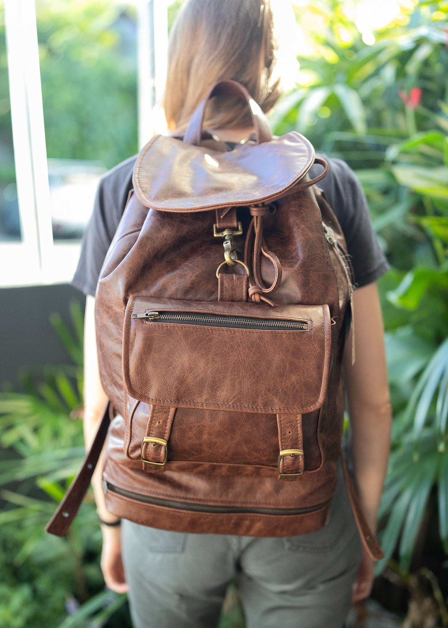 The Real McCaul Back Packs Large Deluxe Travel Laptop Backpack - Cowhide - Marble Brown Australian Made Australian Owned Leather Laptop/Travel Backpack Handmade in Australia- Kangaroo & Cowhide Leather