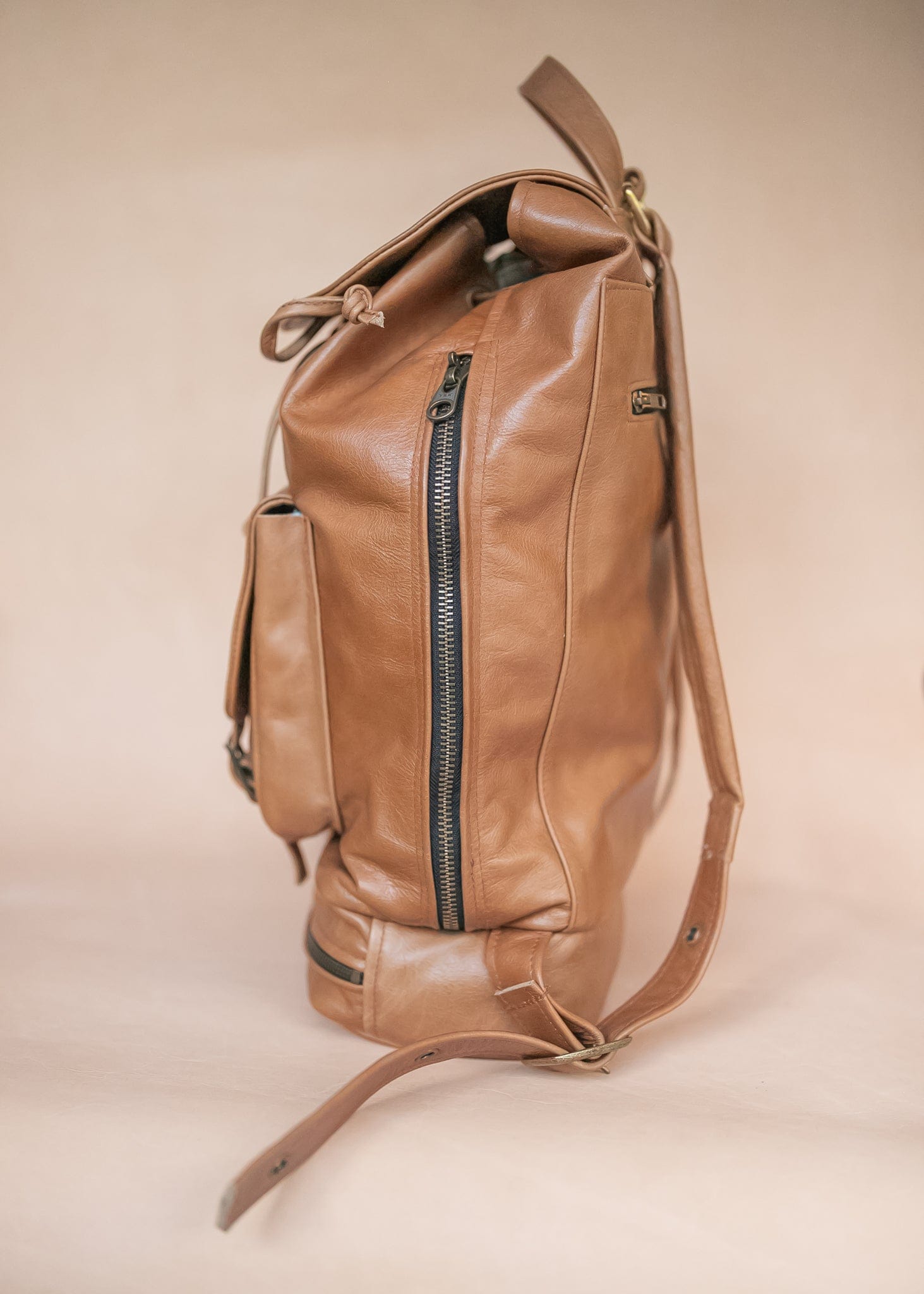 The Real McCaul Back Packs Large Deluxe Travel Laptop Backpack - Cowhide - Tan Australian Made Australian Owned Leather Laptop/Travel Backpack Handmade in Australia- Kangaroo & Cowhide Leather