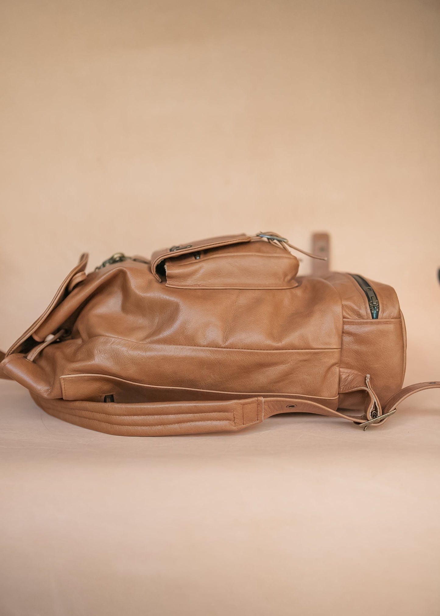 The Real McCaul Back Packs Large Deluxe Travel Laptop Backpack - Cowhide - Tan Australian Made Australian Owned Leather Laptop/Travel Backpack Handmade in Australia- Kangaroo & Cowhide Leather