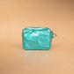 The Real McCaul Coin Purse Blue Key Case Card Holder Wallet - Kangaroo - Metallic Australian Made Australian Owned Tri-Pocket Leather Pouch 
