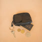 The Real McCaul Coin Purse Key Case Card Holder Wallet - Cowhide Australian Made Australian Owned Tri-Pocket Leather Pouch 