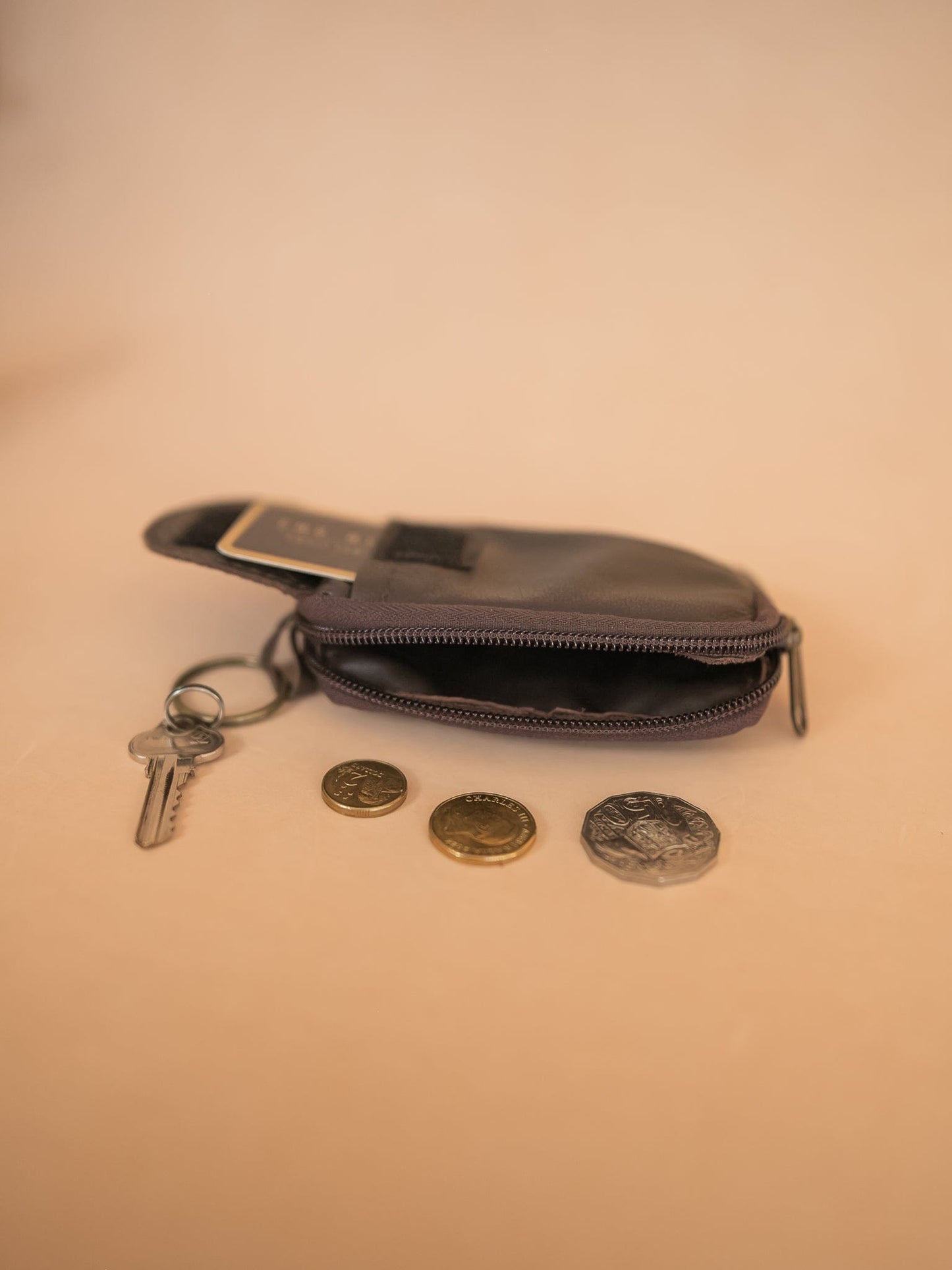 The Real McCaul Coin Purse Key Case Card Holder Wallet - Cowhide Australian Made Australian Owned Tri-Pocket Leather Pouch 