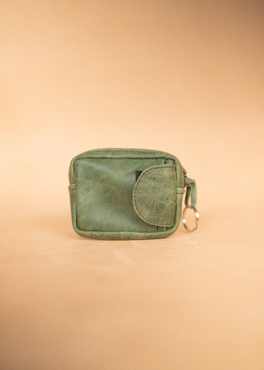 The Real McCaul Coin Purse Key Case Card Holder Wallet - Cowhide Australian Made Australian Owned Tri-Pocket Leather Pouch 