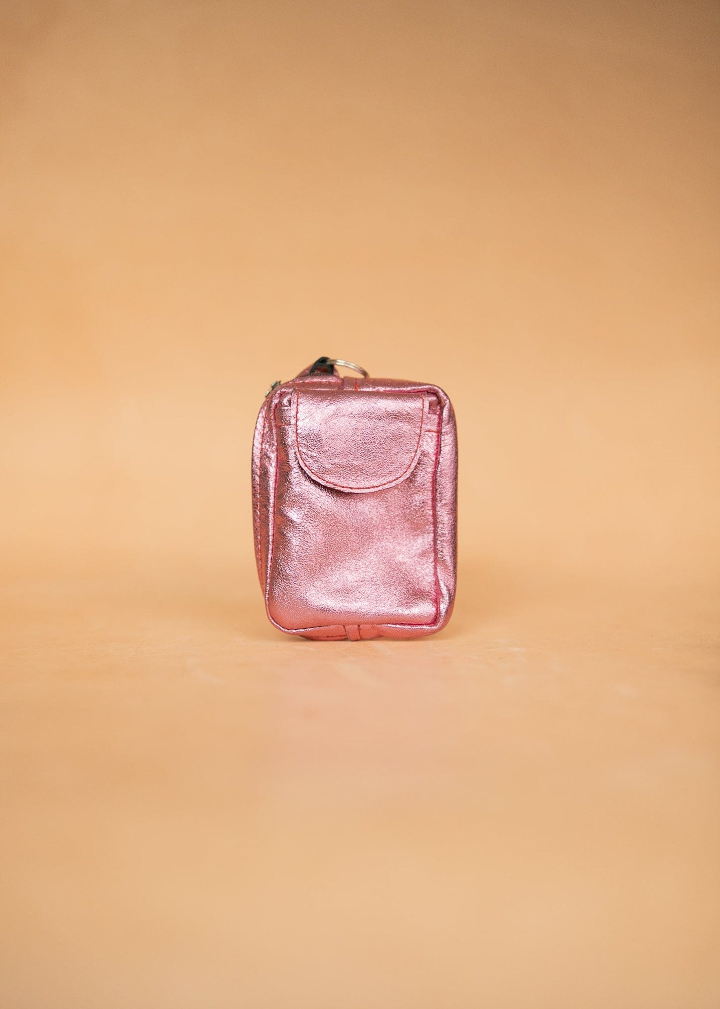The Real McCaul Coin Purse Light Pink Key Case Card Holder Wallet - Kangaroo - Metallic Australian Made Australian Owned Tri-Pocket Leather Pouch 