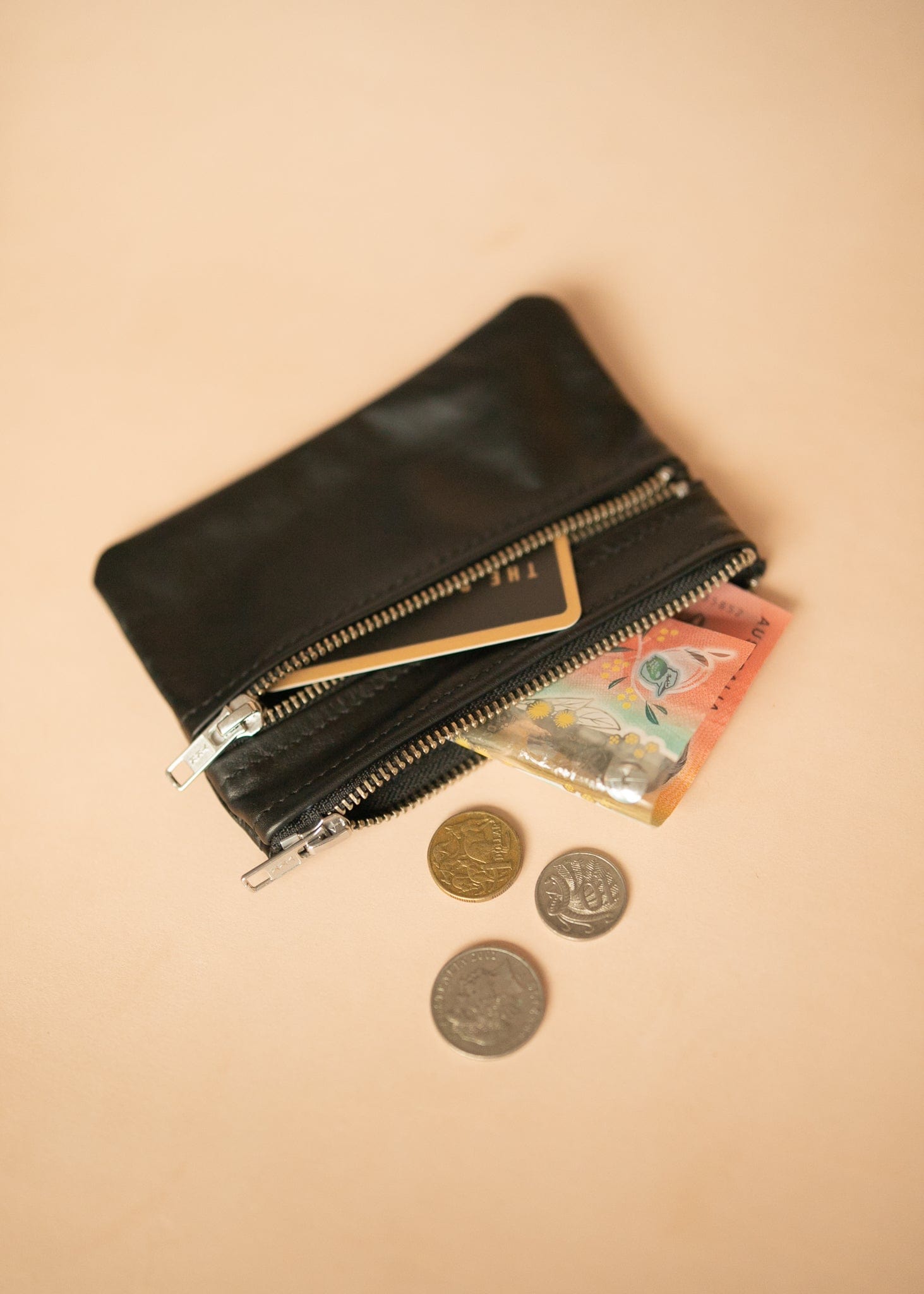 The Real McCaul Coin Purse Paula Zip Pouch - Kangaroo Australian Made Australian Owned Paula Zip Leather Pouch Purse- Made in Australia Kangaroo leather