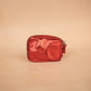The Real McCaul Coin Purse Red Key Case Card Holder Wallet - Kangaroo - Metallic Australian Made Australian Owned Tri-Pocket Leather Pouch 