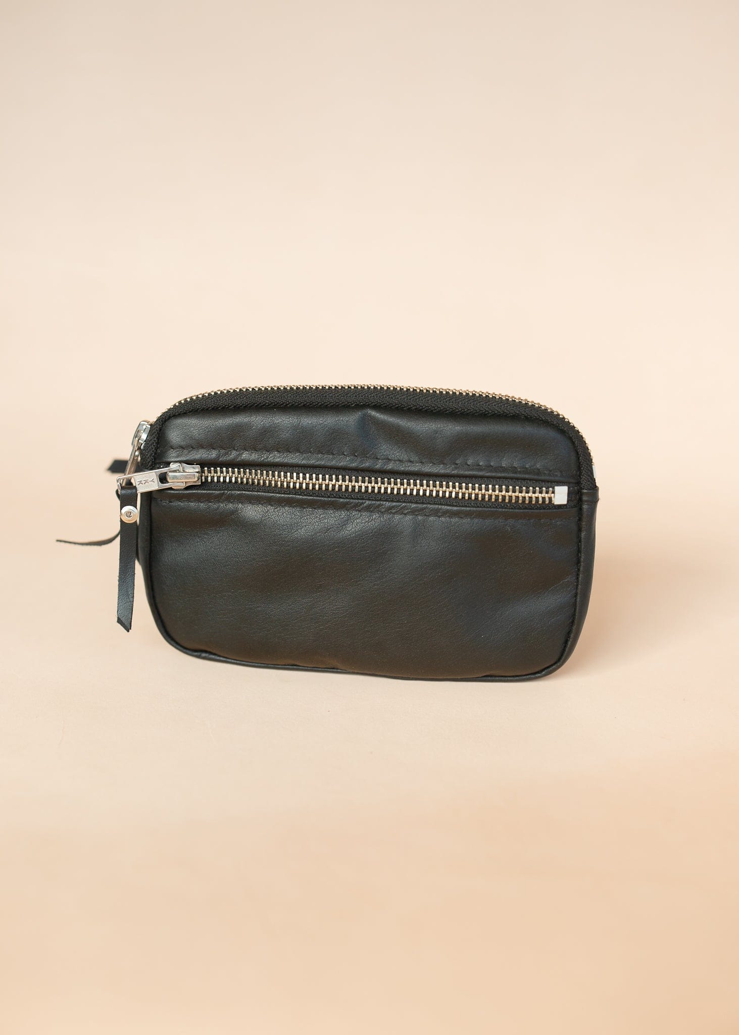 The Real McCaul Coin Purse Small / Black / Silver Parker Pouch - Kangaroo Australian Made Australian Owned Tri-Pocket Leather Pouch 