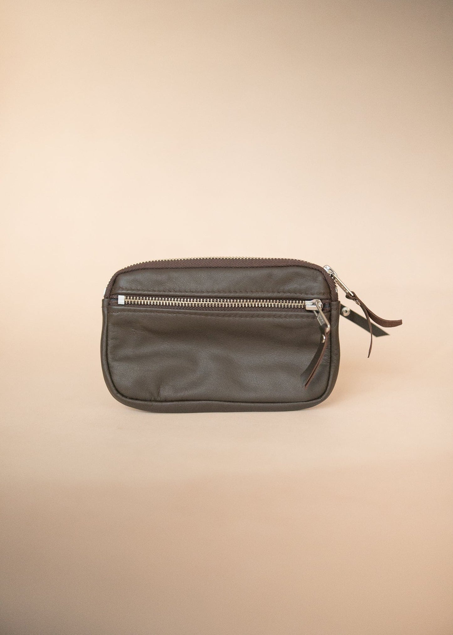 The Real McCaul Coin Purse Small / Dark Brown / Silver Parker Pouch - Cowhide Australian Made Australian Owned Tri-Pocket Leather Pouch 