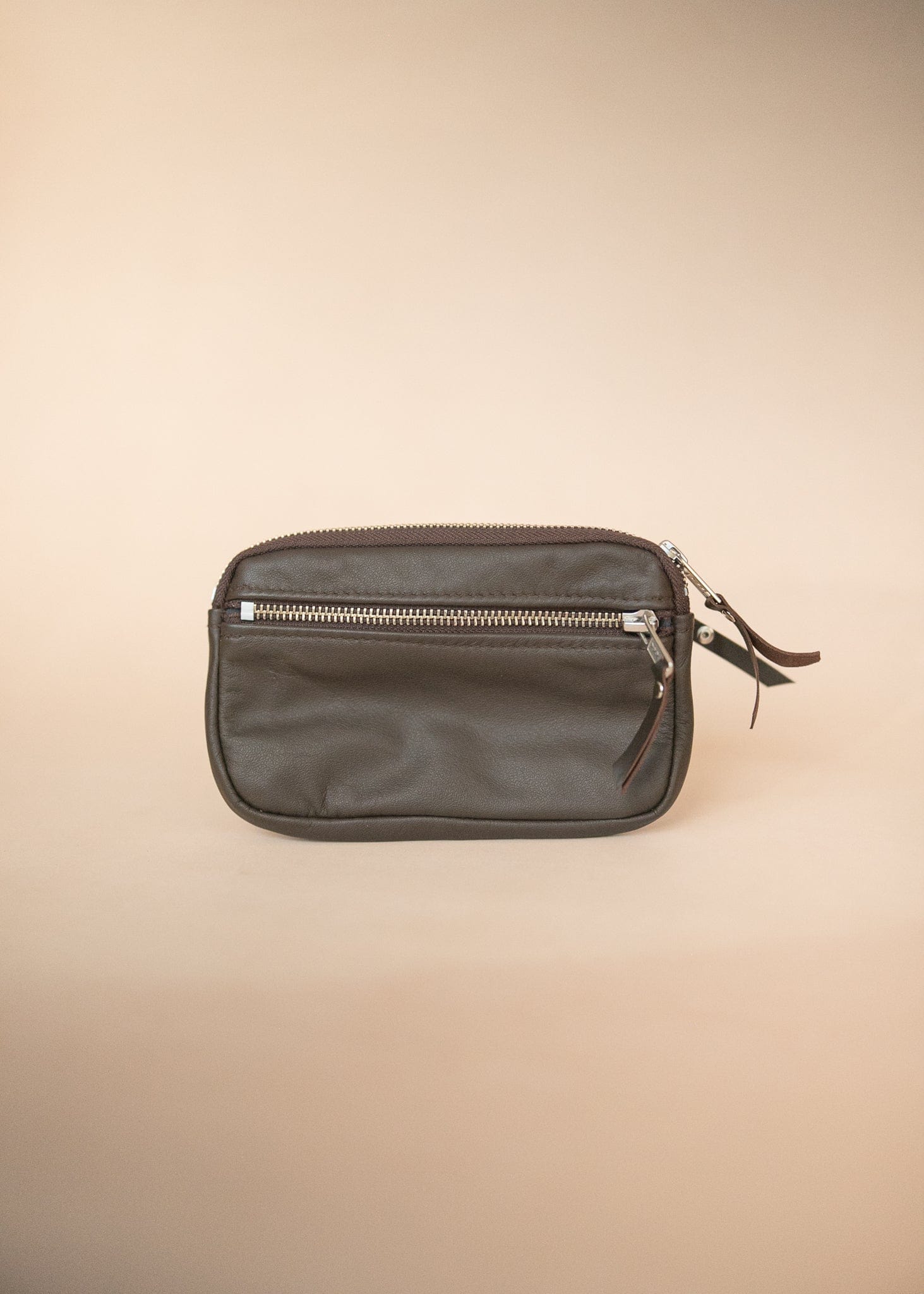 The Real McCaul Coin Purse Small / Dark Brown / Silver Parker Pouch - Cowhide Australian Made Australian Owned Tri-Pocket Leather Pouch 