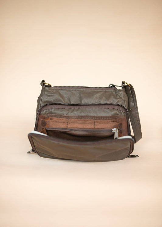 The Real McCaul Handbags Annette HandBag - Large - Cowhide - Dark Brown Australian Made Australian Owned Made in Australia Handbag- Large Annette Bag Genuine Leather