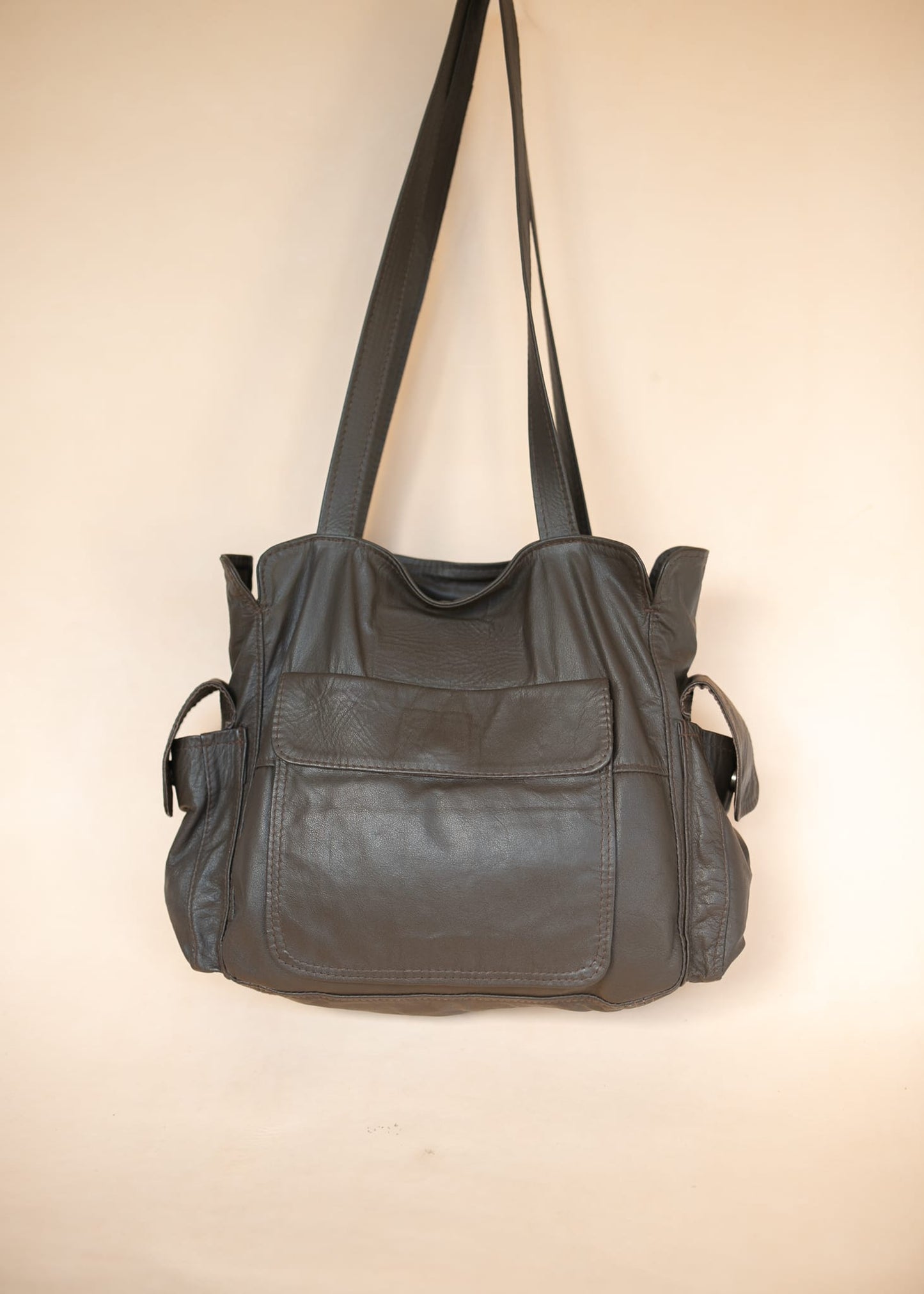 The Real McCaul Handbags Dark Brown The Polly Tote Handbag - Cowhide Australian Made Australian Owned Partition Leather Handbag- Kangaroo & Cowhide Australian Made