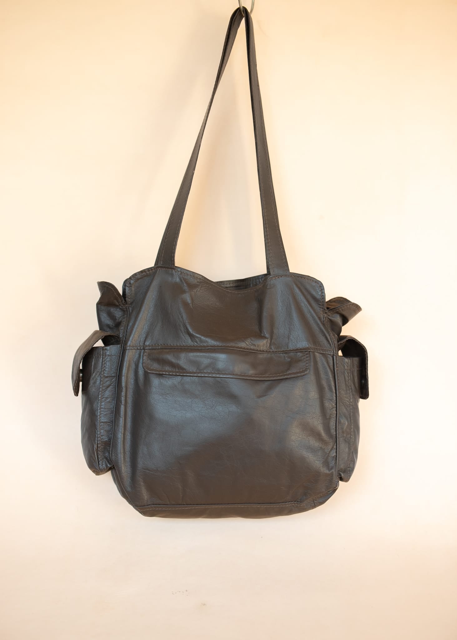 The Real McCaul Handbags Dark Brown The Polly Tote Handbag - Premium Kangaroo Australian Made Australian Owned Partition Leather Handbag- Kangaroo & Cowhide Australian Made