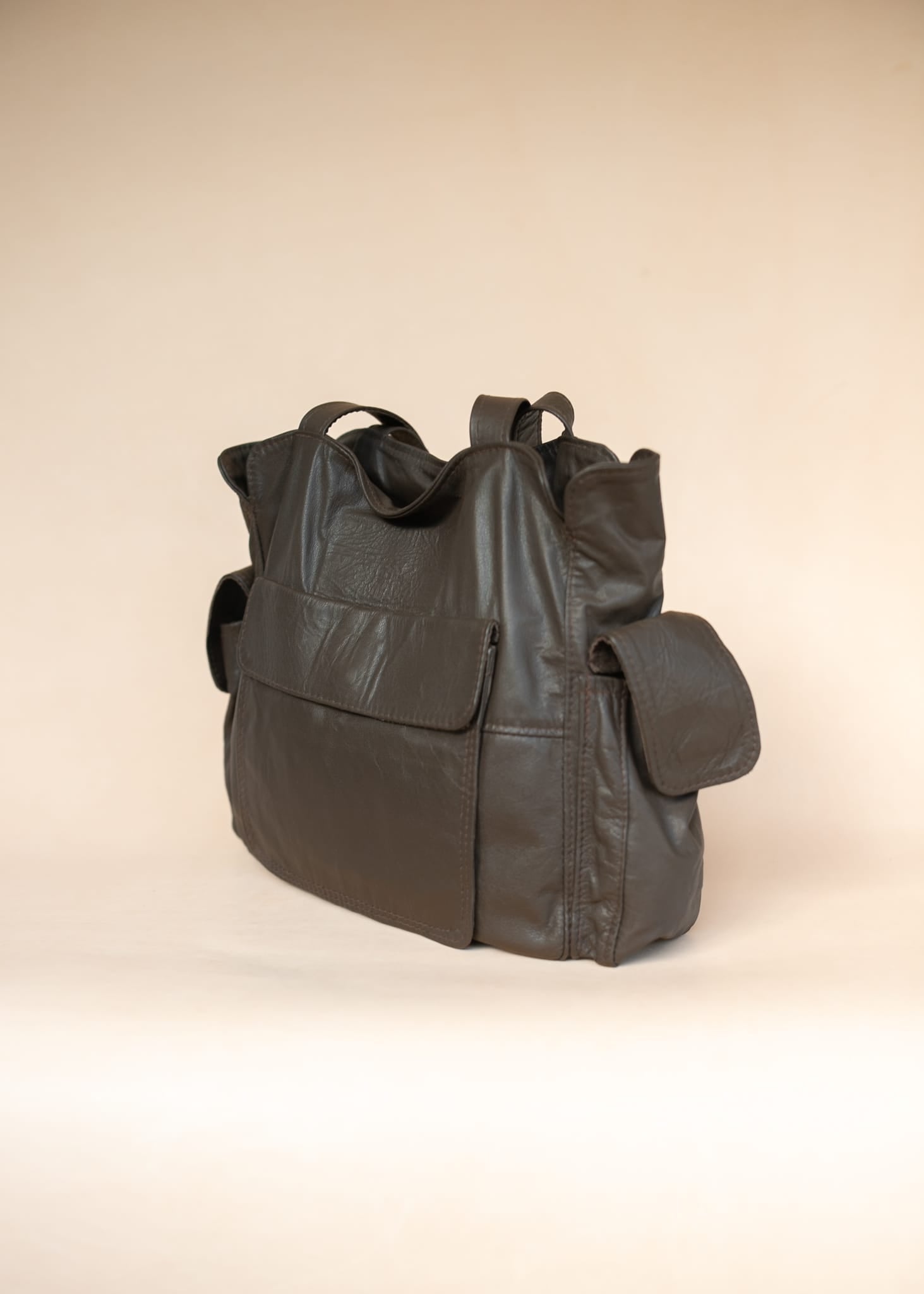 The Real McCaul Handbags The Polly Tote Handbag - Cowhide Australian Made Australian Owned Partition Leather Handbag- Kangaroo & Cowhide Australian Made