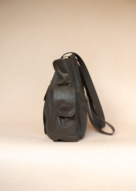 The Real McCaul Handbags The Polly Tote Handbag - Cowhide Australian Made Australian Owned Partition Leather Handbag- Kangaroo & Cowhide Australian Made