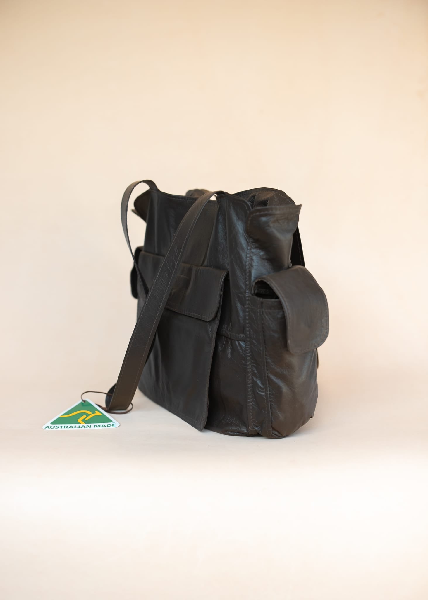 The Real McCaul Handbags The Polly Tote Handbag - Premium Kangaroo Australian Made Australian Owned Partition Leather Handbag- Kangaroo & Cowhide Australian Made