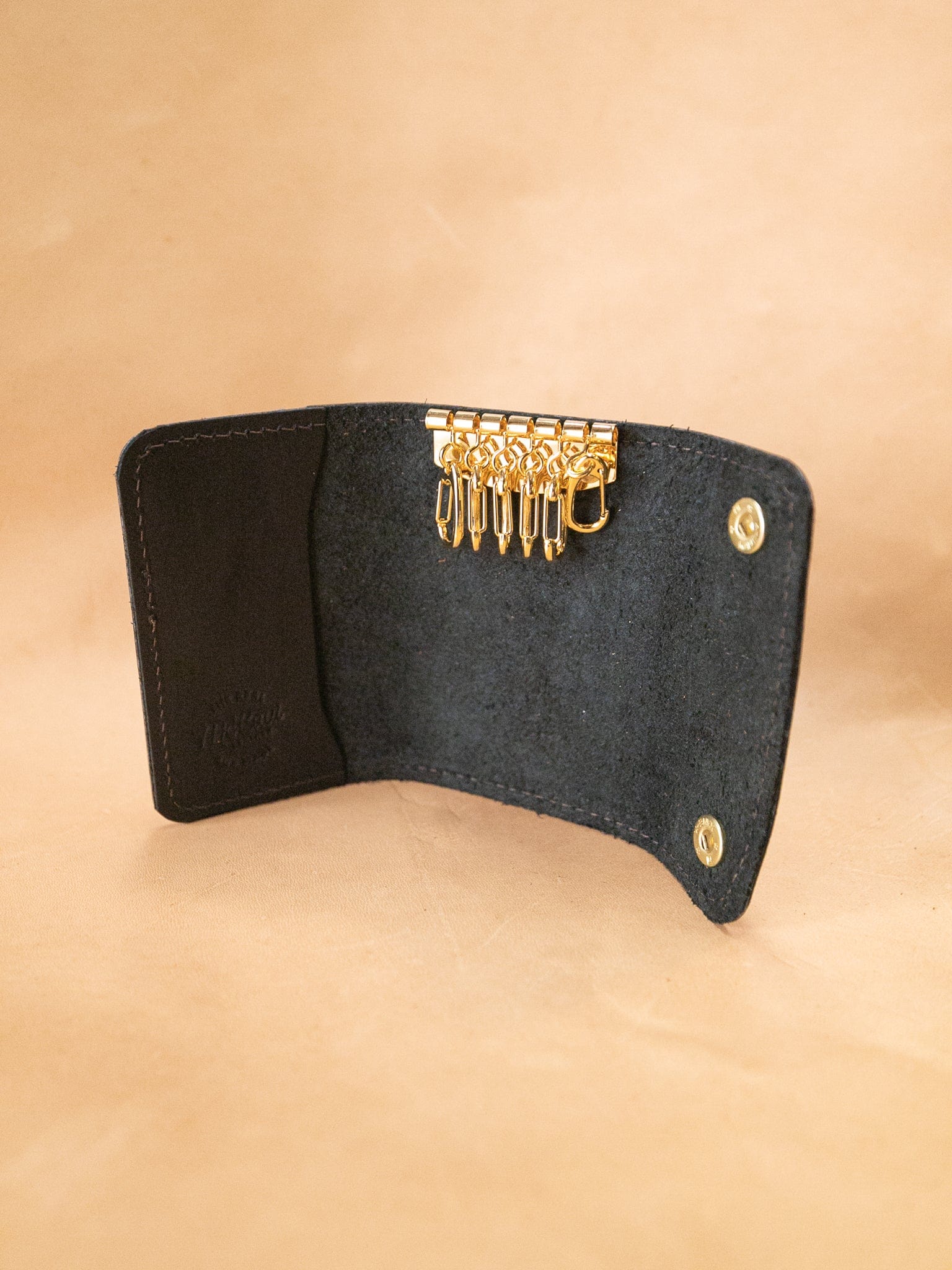The Real McCaul Keyring Key Case Wallet Australian Made Australian Owned Tri-Pocket Leather Pouch 