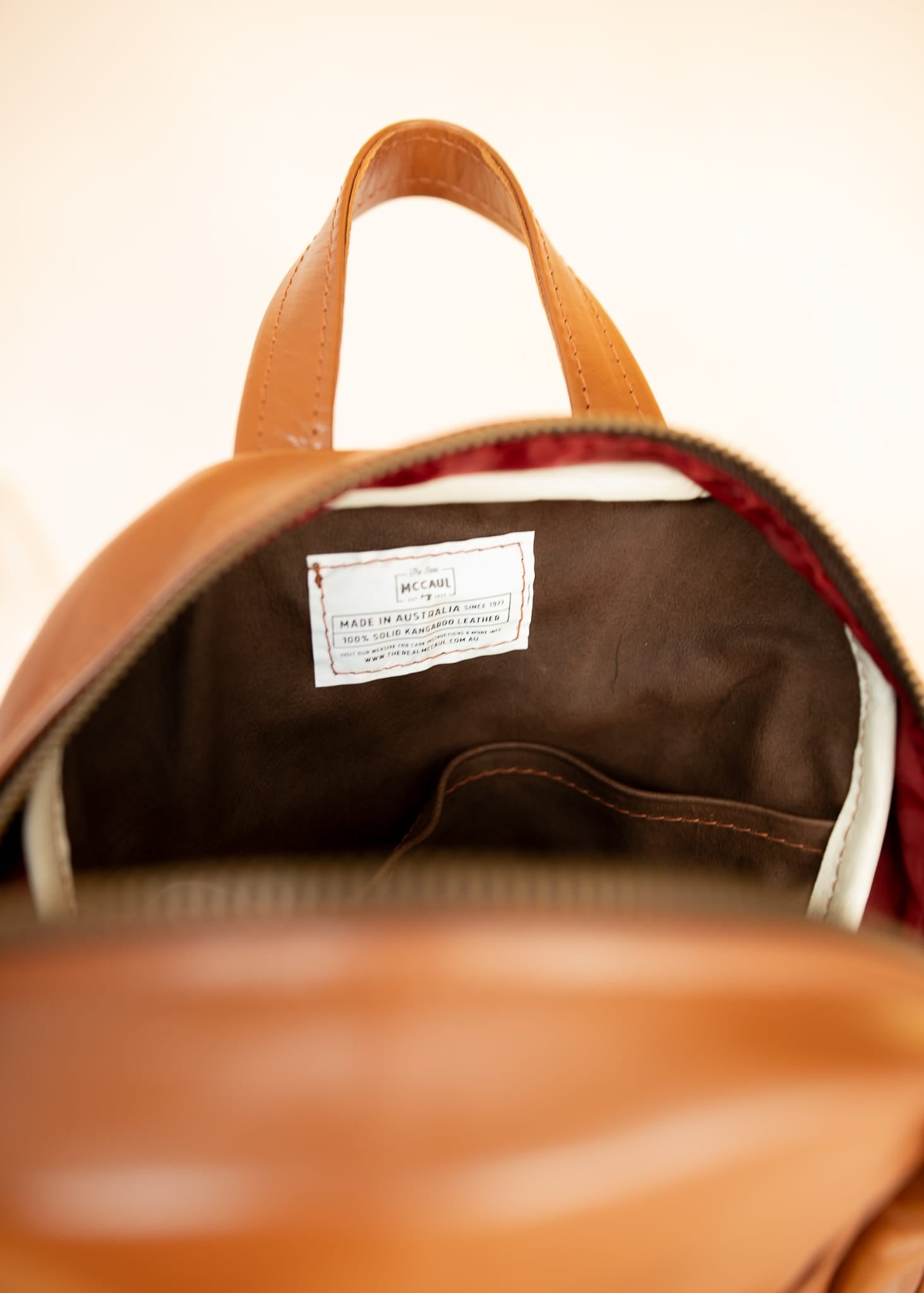 The Real McCaul Leathergoods Back Packs The Annie Backpack - Large - Cowhide - Tan Australian Made Australian Owned Leather Backpacks Made in Australia