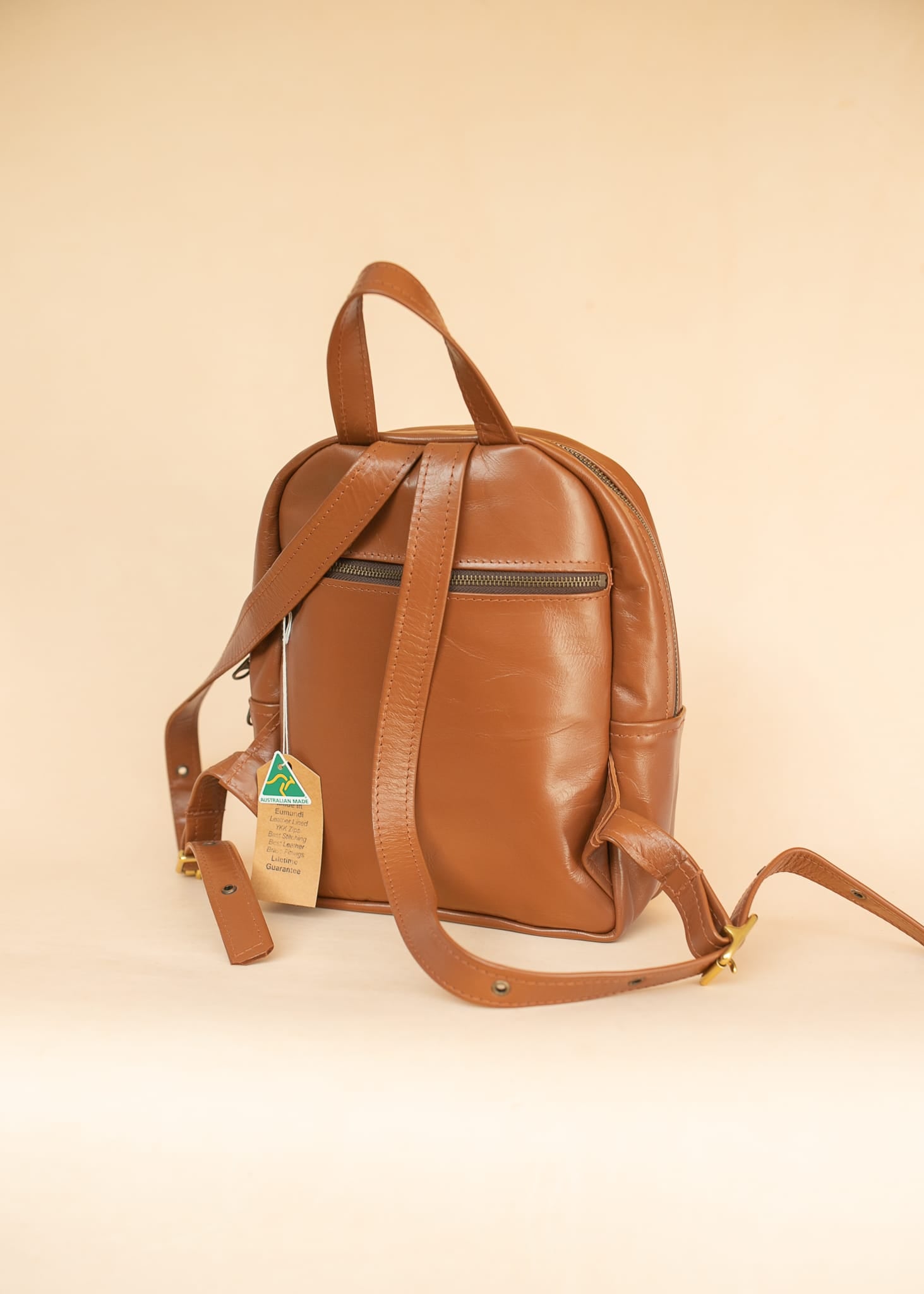 The Real McCaul Leathergoods Back Packs The Annie Backpack - Large - Cowhide - Tan Australian Made Australian Owned Leather Backpacks Made in Australia