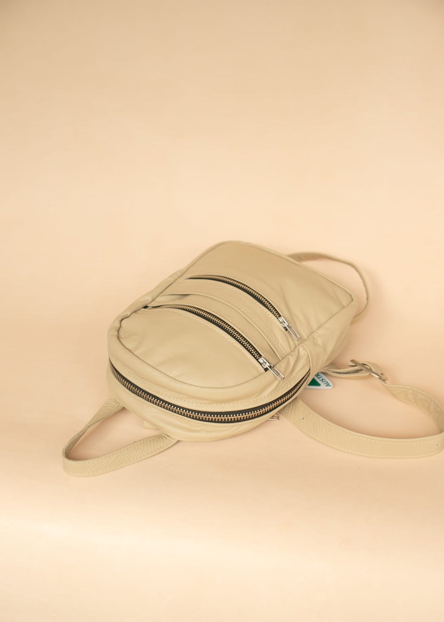 The Real McCaul Leathergoods Back Packs The Mini Annie Backpack - Cowhide - Beige Australian Made Australian Owned Leather Backpacks Made in Australia