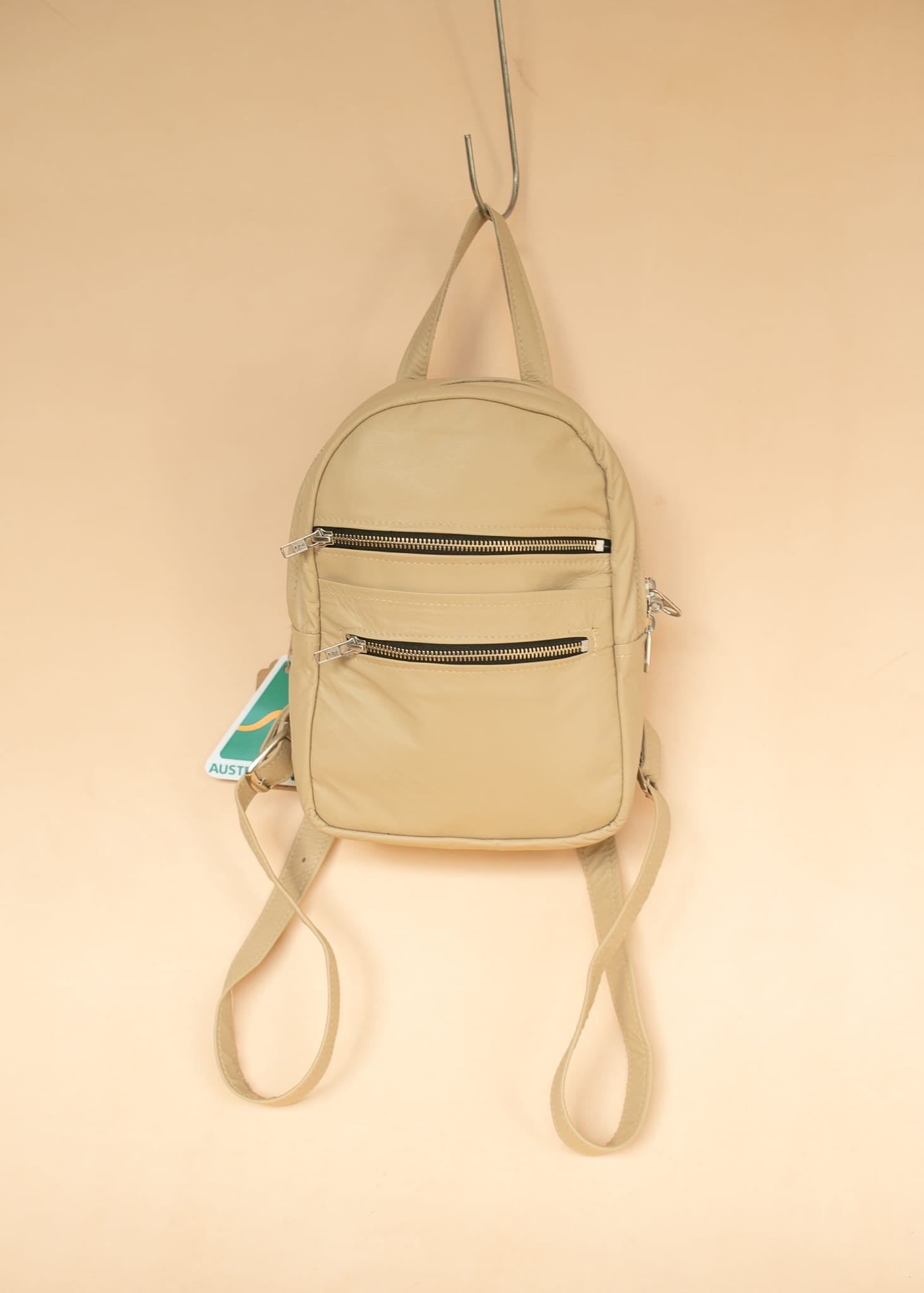 The Real McCaul Leathergoods Back Packs The Mini Annie Backpack - Cowhide - Beige Australian Made Australian Owned Leather Backpacks Made in Australia