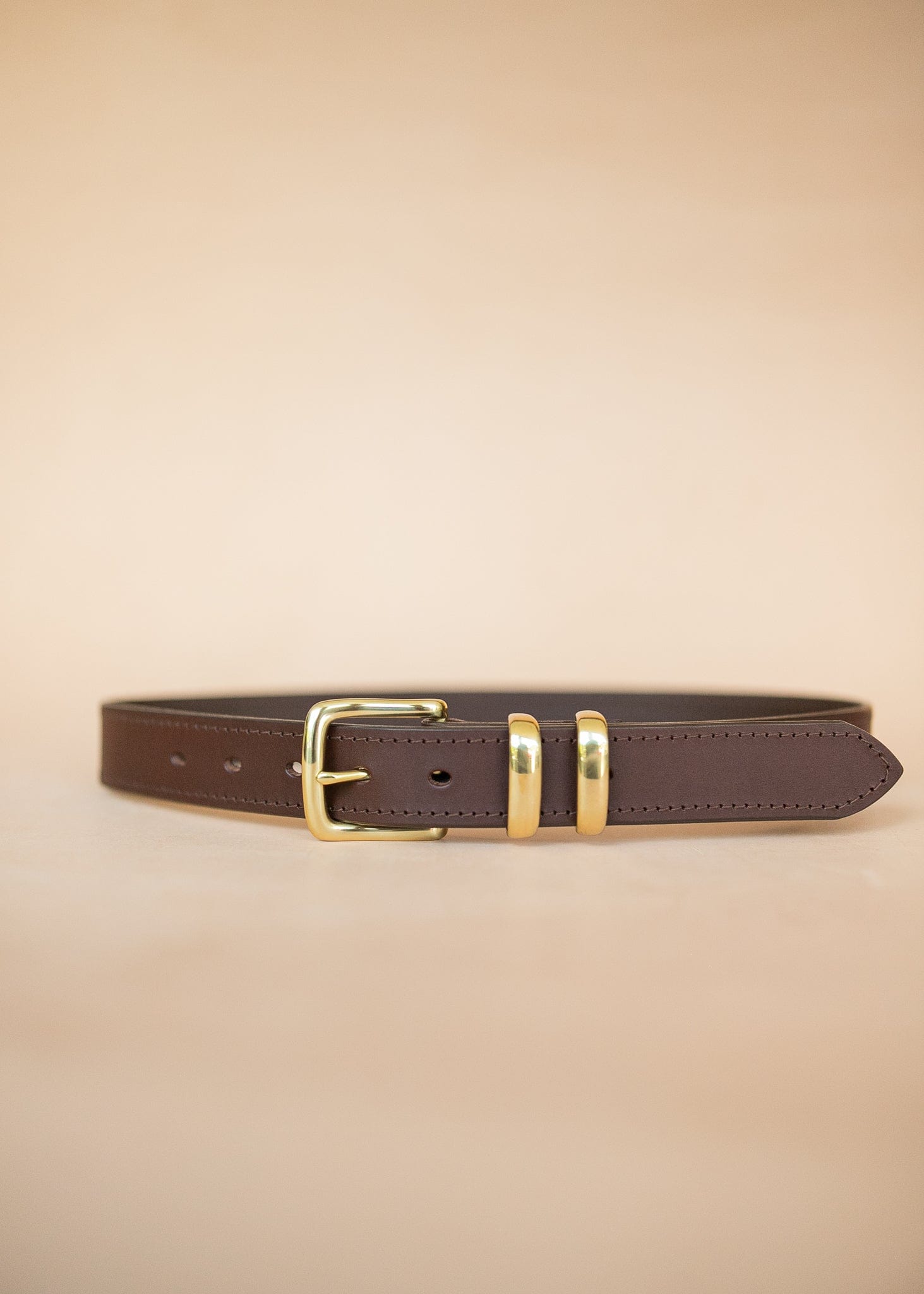 The Real McCaul Leathergoods Belts Stitched Dress Belt 35mm - Dark Brown Australian Made Australian Owned Australian Made Solid Leather Full Grain Rancher Belt- Black