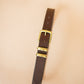 The Real McCaul Leathergoods Belts Stitched Dress Belt 35mm - Dark Brown Australian Made Australian Owned Australian Made Solid Leather Full Grain Rancher Belt- Black