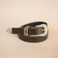 The Real McCaul Leathergoods Belts The Dandy Belt - 30mm - Dark Brown Australian Made Australian Owned Genuine Leather Western Women's Belt - 30mm - Fancy Buckle