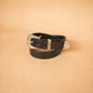 The Real McCaul Leathergoods Belts Western Style Buckle Belt - 30mm - Black Australian Made Australian Owned Croc Embossed Genuine Leather Western Women's Belt - 30mm - Black
