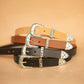 The Real McCaul Leathergoods Belts Western Style Buckle Belt - 30mm - Dark Brown Australian Made Australian Owned Croc Embossed Genuine Leather Western Women's Belt - 30mm - Black