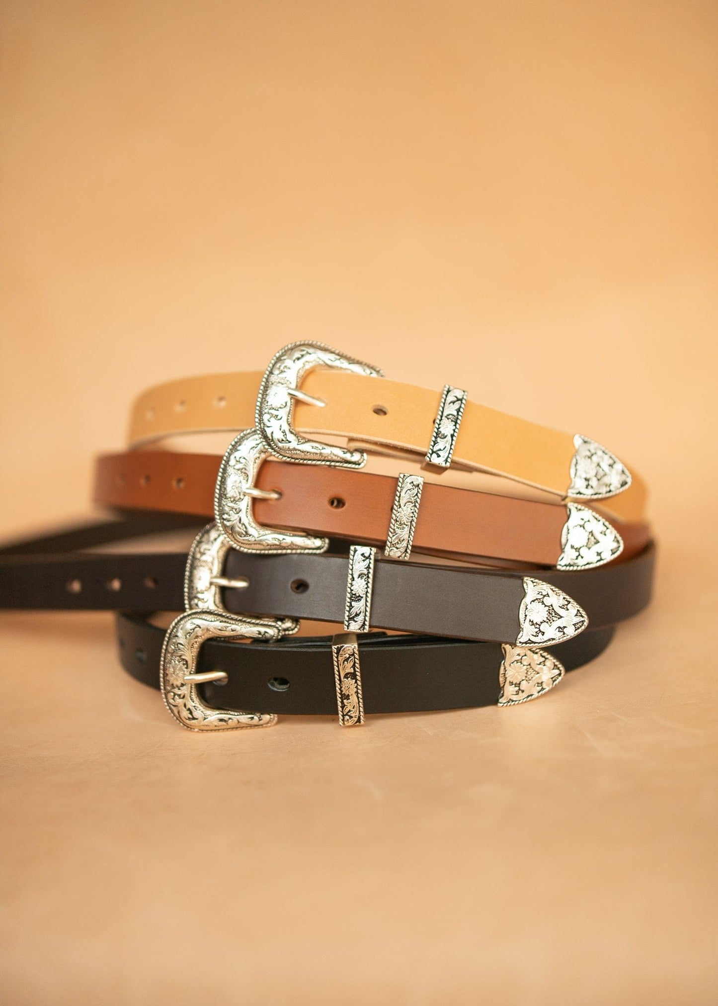 The Real McCaul Leathergoods Belts Western Style Buckle Belt - 30mm - Dark Brown Australian Made Australian Owned Croc Embossed Genuine Leather Western Women's Belt - 30mm - Black