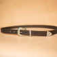 The Real McCaul Leathergoods Belts Western Style Buckle Belt - 30mm - Dark Brown Australian Made Australian Owned Croc Embossed Genuine Leather Western Women's Belt - 30mm - Black