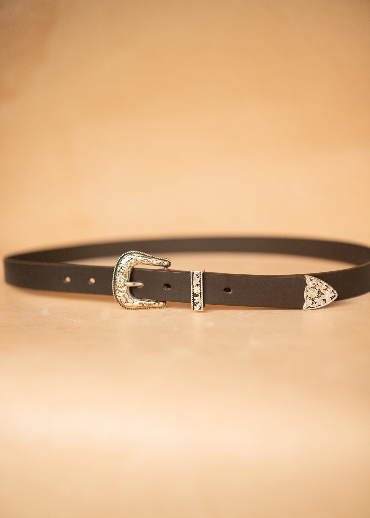 The Real McCaul Leathergoods Belts Western Style Buckle Belt - 30mm - Dark Brown Australian Made Australian Owned Croc Embossed Genuine Leather Western Women's Belt - 30mm - Black