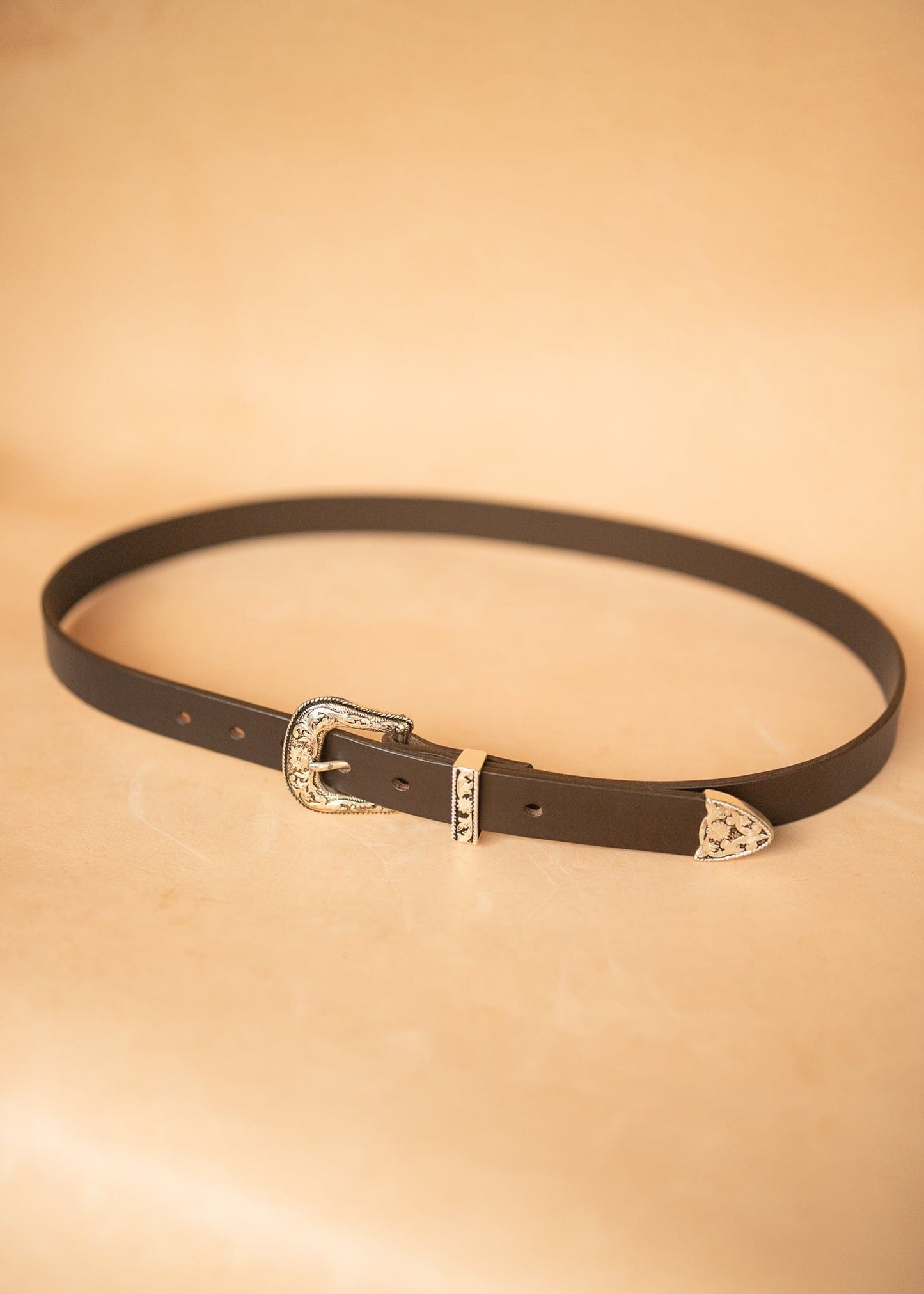 The Real McCaul Leathergoods Belts Western Style Buckle Belt - 30mm - Dark Brown Australian Made Australian Owned Croc Embossed Genuine Leather Western Women's Belt - 30mm - Black