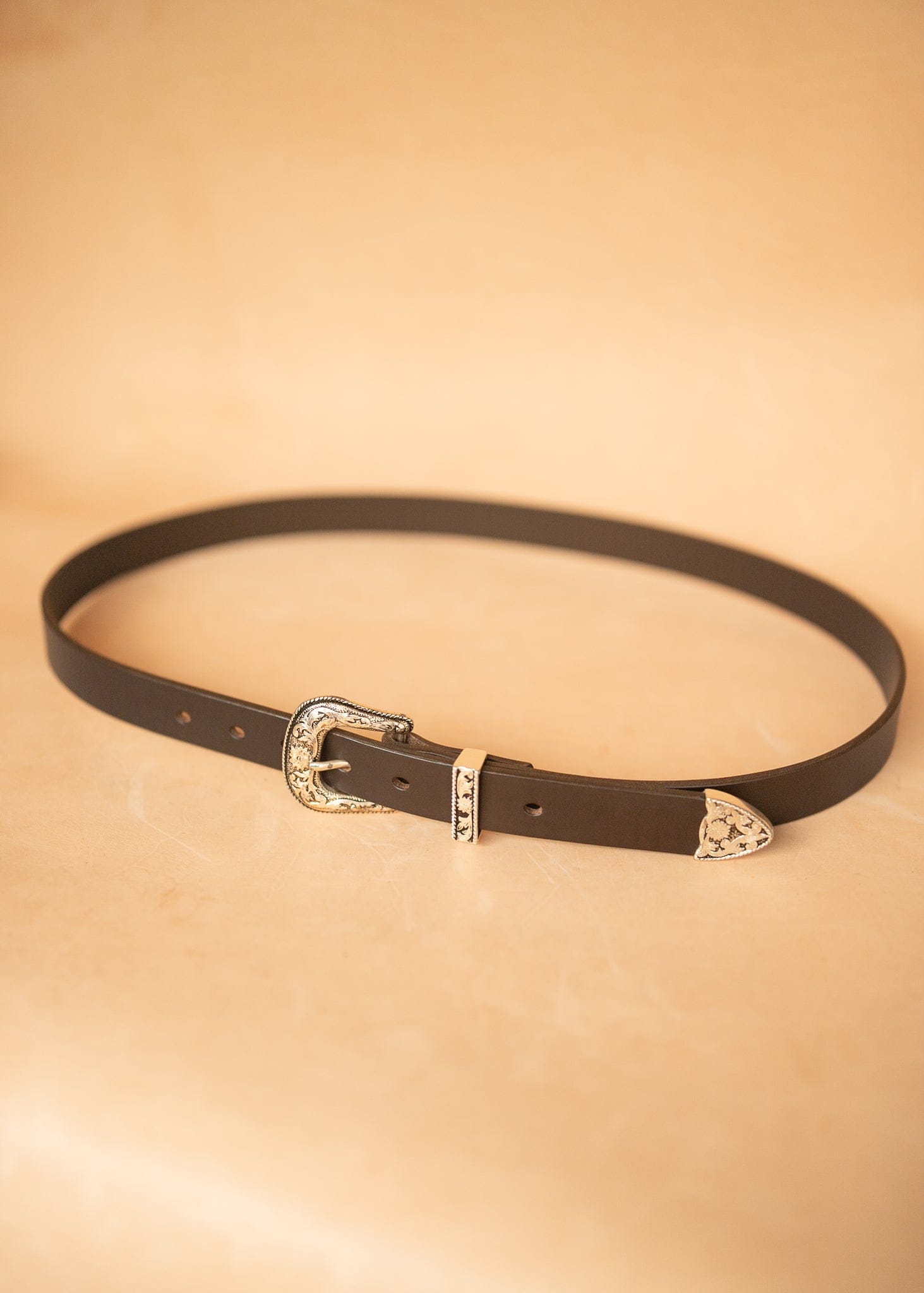 The Real McCaul Leathergoods Belts Western Style Buckle Belt - 30mm - Dark Brown Australian Made Australian Owned Croc Embossed Genuine Leather Western Women's Belt - 30mm - Black